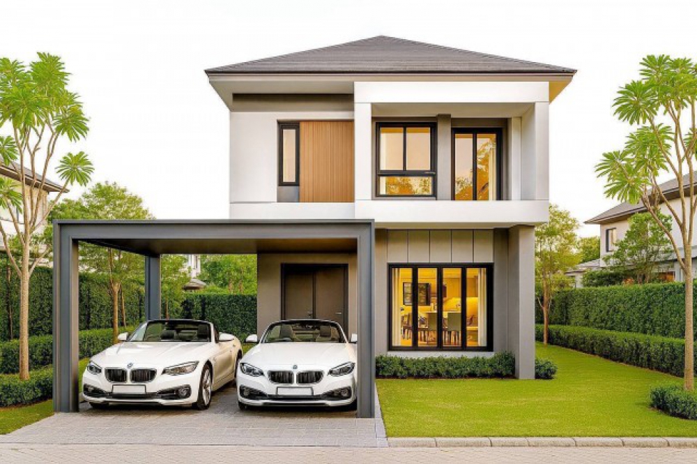 บ้านเดี่ยวบ้านสวย บรรยากาศน่าอยู่ เนื้อที่ 50 ตรว.  พื้นที่ใช้สอย 152.15 ตรม. 3 ห้องนอน 1 ห้องอเนกประสงค์ 2 ห้องน้ำ ที่จอดรถ 2 คัน