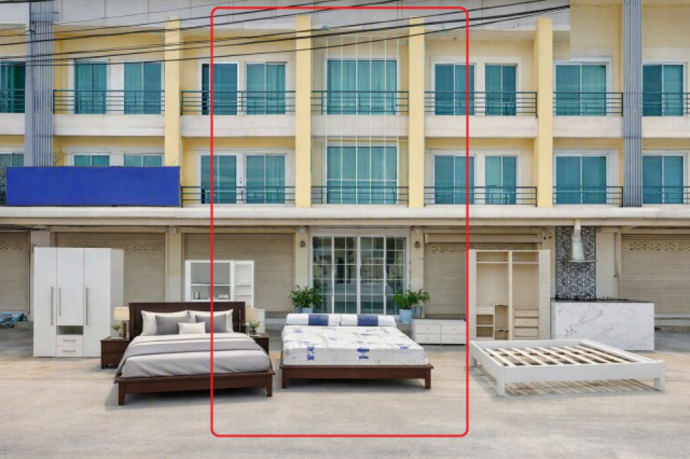 โรงงานโตโยต้า บ้านโพธิ์  2.87กม. Mega Home 500 ม.  อาคารพาณิชย์ 3 ชั้น 3 นอน 3 น้ำ มอเตอร์เวย์ฉะเชิงเทรา  ถ.ฉะเชิงเทรา-บางปะกง